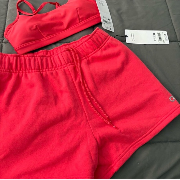 ALO Yoga Vibrant Pink Sports Bra and Shorts Set